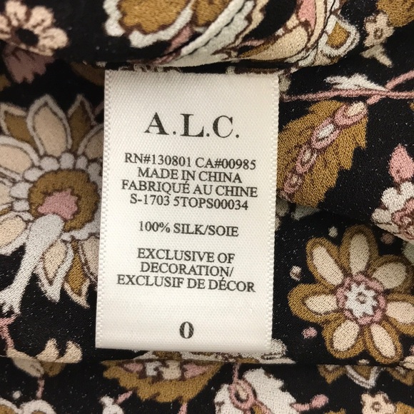 A.L.C. 100% Silk Tie Neck BoHo Top - Picture 6 of 6